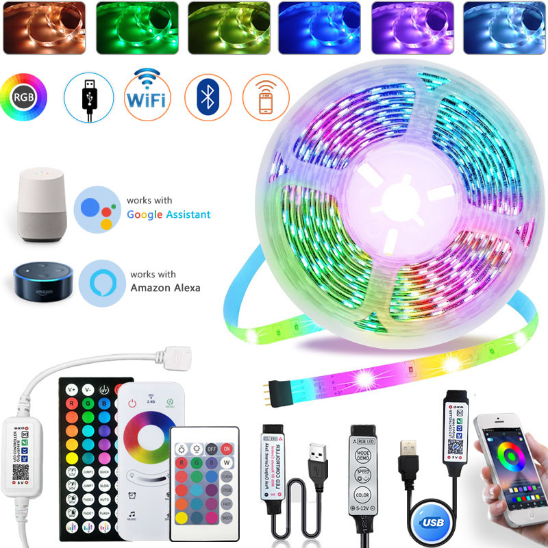 USB LED Strip Lights WIFI APP Control Color Changing 5050 RGB Led Light Flexible Lamp Tape for TV Backlight Room Decor