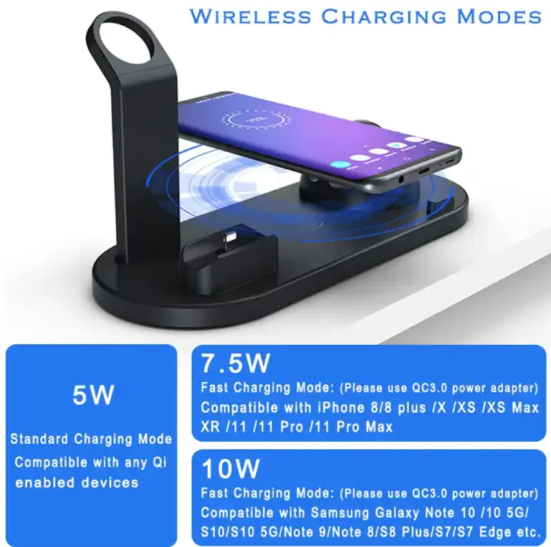 30W Dock Universal Charge 4 6 in 1 Fast Charger Stand Charging Wireless Charger 3in1 Station for Mobiles & Watch Phone