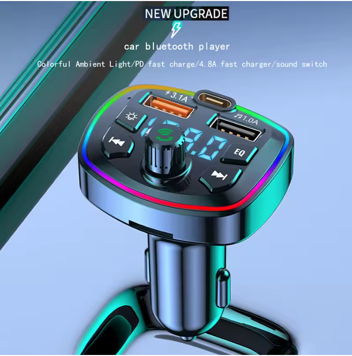 Car Bluetooth 5.0 FM Transmitter Wireless Adapter Mic Audio Receiver Auto MP3 Player 2.1A Dual USB Fast Charger Car Accessories