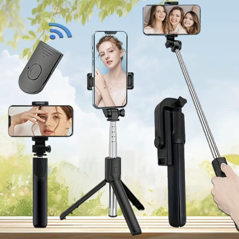 Phone Tripod & Selfie Stick, All in One Extendable Cell Phone Tripod with Wireless Remote, Travel Tripods Stand for iPhone 360° Rotation Compatible with iPhone Android, Camera