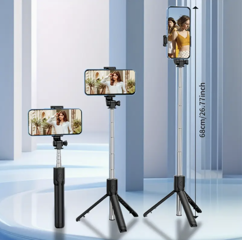 Phone Tripod & Selfie Stick, All in One Extendable Cell Phone Tripod with Wireless Remote, Travel Tripods Stand for iPhone 360° Rotation Compatible with iPhone Android, Camera