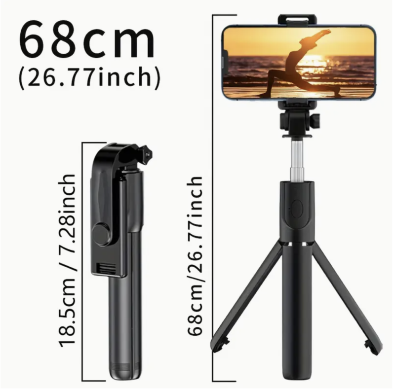 Phone Tripod & Selfie Stick, All in One Extendable Cell Phone Tripod with Wireless Remote, Travel Tripods Stand for iPhone 360° Rotation Compatible with iPhone Android, Camera