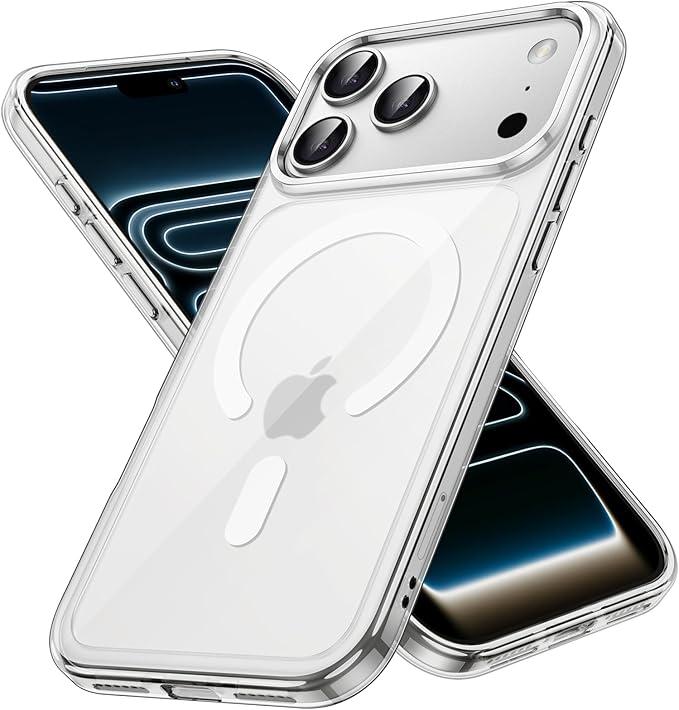Magnetic Case for iPhone 17 Pro Max, Clear | Compatible with MagSafe, Shockproof Phone Bumper Cover, Scratch Resistant, Clear Back