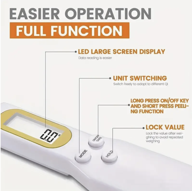 Digital Measuring Spoon, Weighing Spoon Scale 500g / 0.1g High Precision with LCD Screen Display for Kitchen Gadgets Daily Meals and Pet/Dog/Cat Food Measuring Scoop