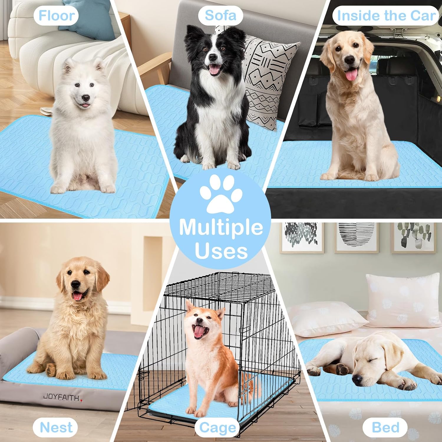 Dog Cooling Mat Reusable XLarge , Self-Cooling Ice Silk Pet Pad for Hot Summer, Portable Foldable Cool Bed for Small Medium Large Dogs Cats, Washable Cat Bed Mat for Home Travel, Blue