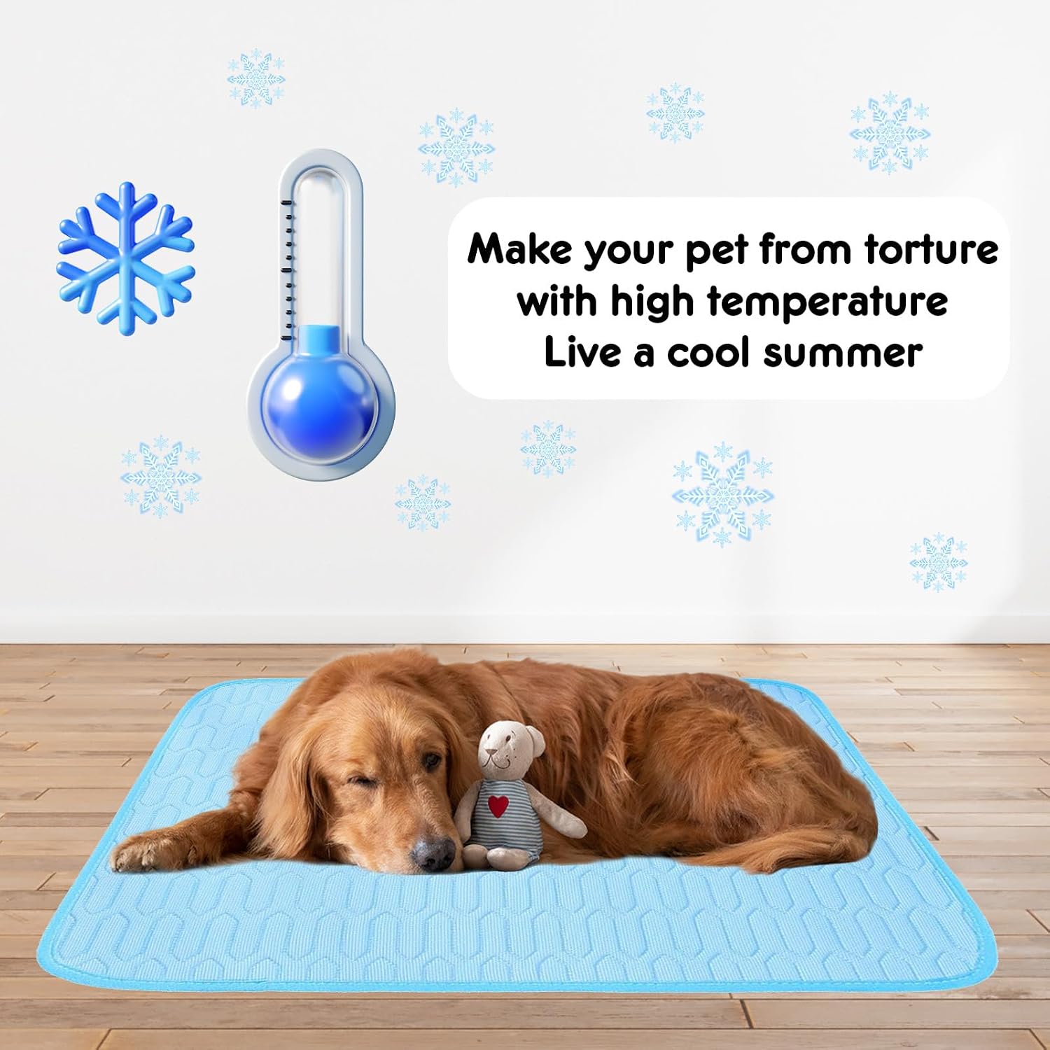 Dog Cooling Mat Reusable XLarge , Self-Cooling Ice Silk Pet Pad for Hot Summer, Portable Foldable Cool Bed for Small Medium Large Dogs Cats, Washable Cat Bed Mat for Home Travel, Blue